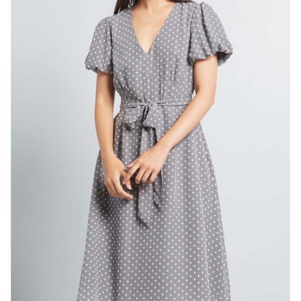 Gray Clip Dot Modcloth Dress
